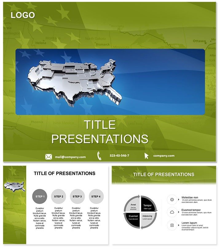 Keynote 3d Map and Flag of USA Templates and themes