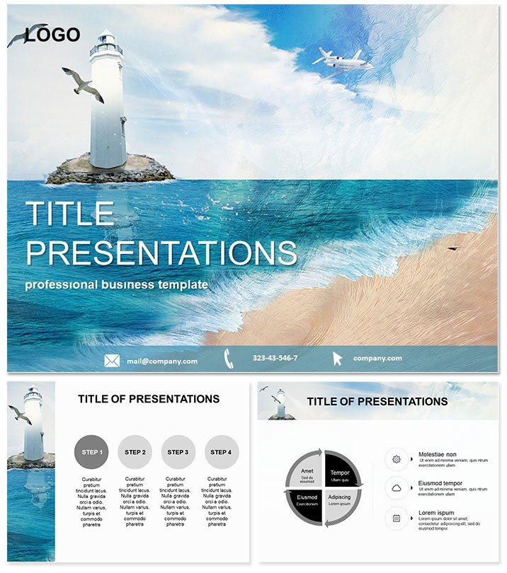 Sea and Lighthouse Keynote themes and Templates