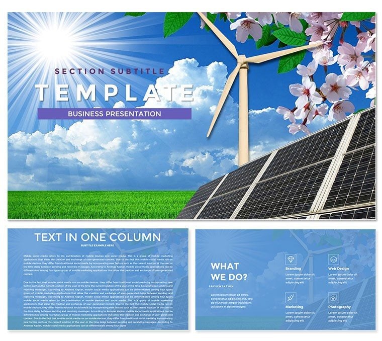 Solar panels, inverters Keynote Templates - Themes