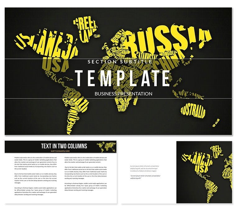 Global World Map Keynote Template with Editable Infographics