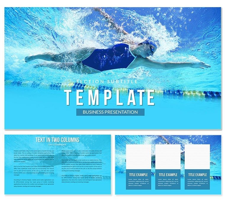 Professional Swimming Keynote Template - Editable Download for Presentation