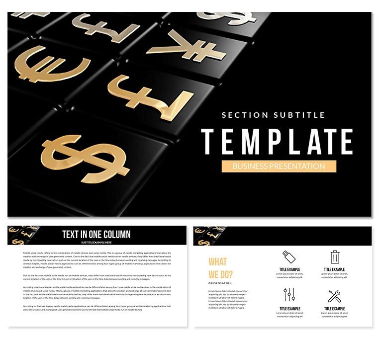 Currency Signs Keynote Template - Professional Financial Presentation Themes