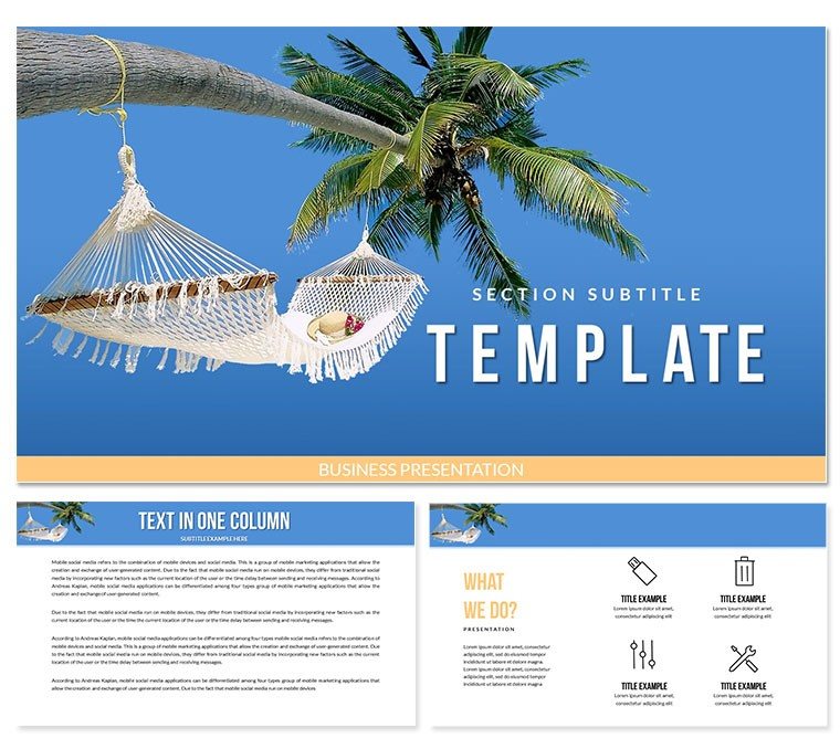 Recreation: beach, palm tree Keynote templates