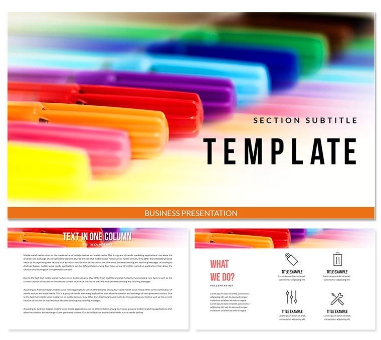 Multicolored Markers Keynote Template | Download | Presentation Designs