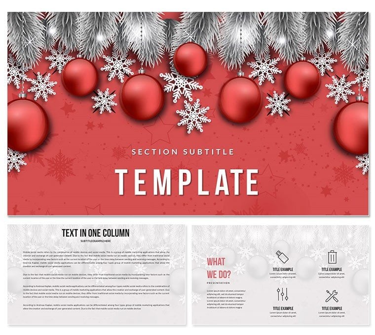 Snowflakes and Toys on Christmas Trees Keynote templates