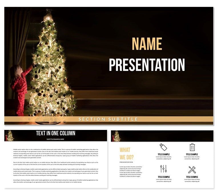 Child and Christmas Tree Template and Background for Keynote presentation