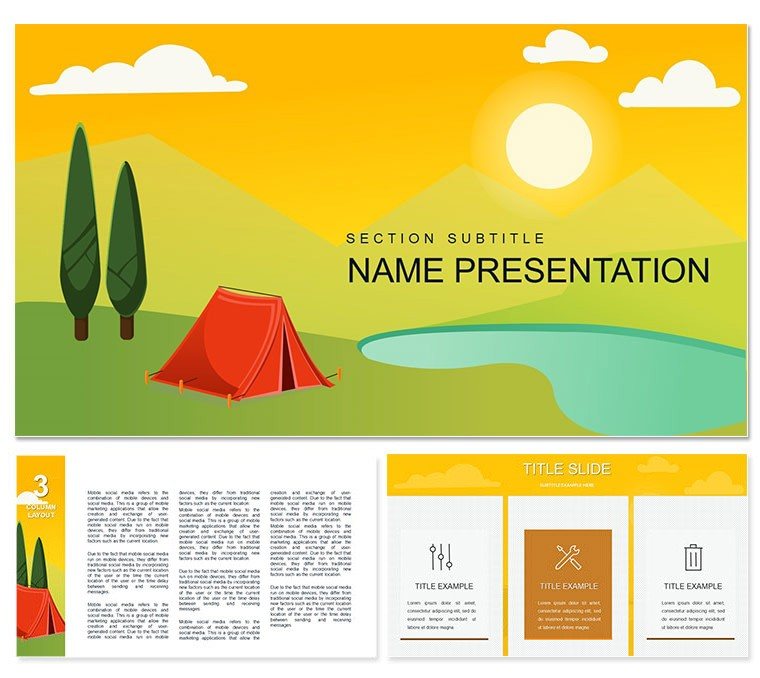Camping, Adventure, Leisure, Tent Keynote template, presentation