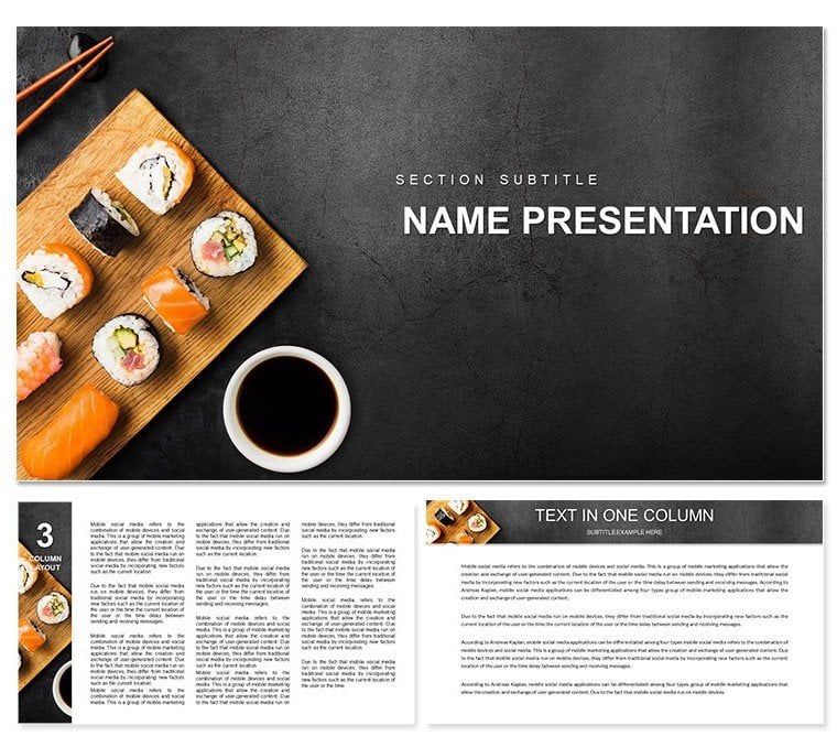 Sushi Rolls Japanese dish Keynote template