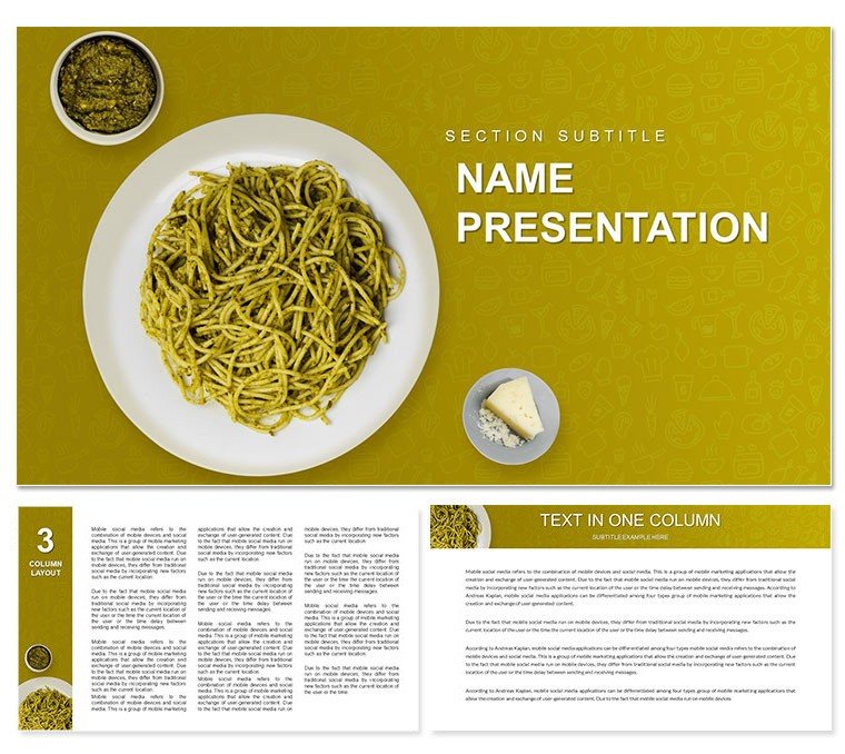 Spaghetti with Spinach Sauce Keynote template