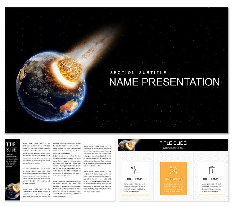 Asteroid warning Keynote template and themes