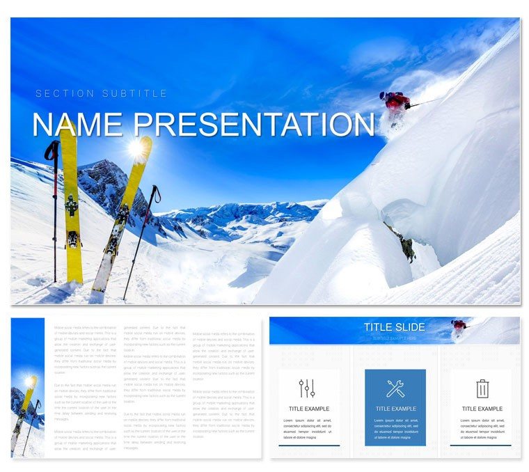 Skiing - ski trails in the mountains Keynote template