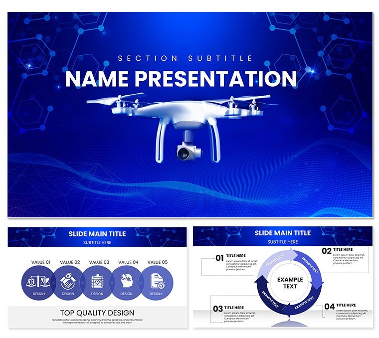 Elevate Your Presentation with the Background Flying Drone Keynote Template