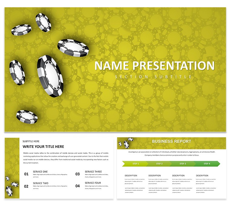 Many Chips Casino Background Keynote Template for Presentations