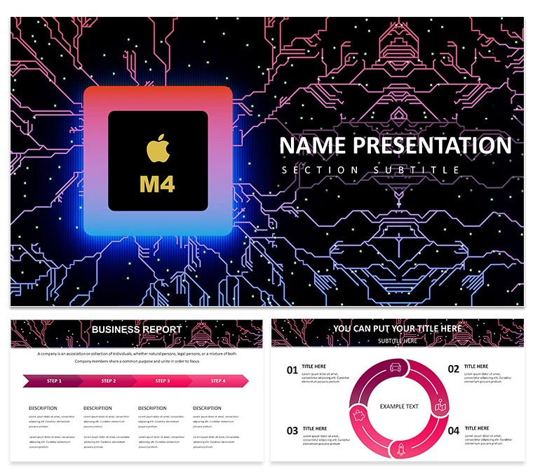 Cyberpunk Tech Presentation: Apple M4 Keynote Template