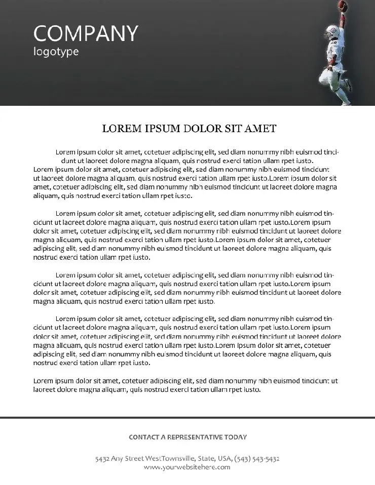 Sport American Football Letterhead Template - Download Print