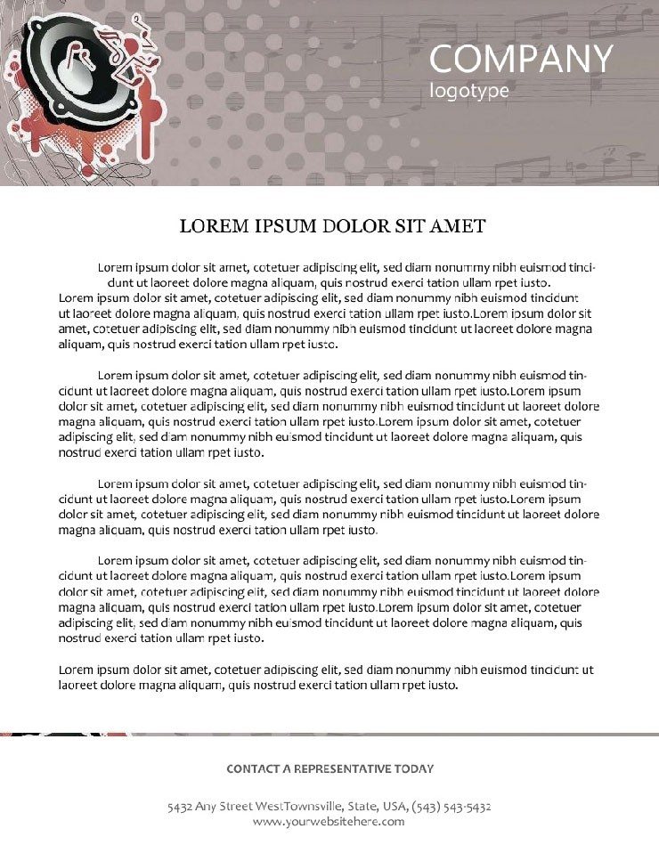 Music Column with Notes Letterhead Templates
