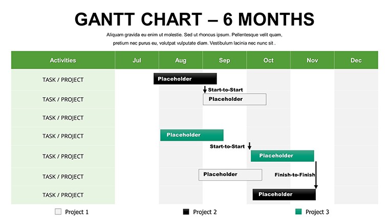 Free 6 Months Gantt PowerPoint Charts - Download Template