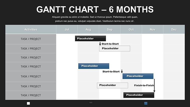 Free 6 Months Gantt PowerPoint Charts - Download Template