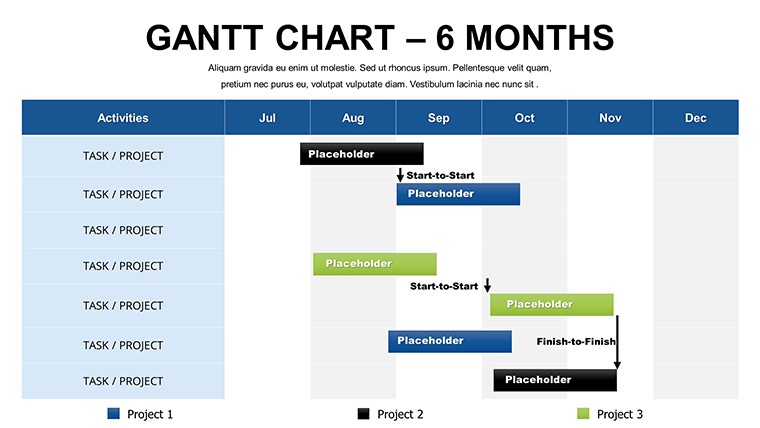 Free 6 Months Gantt PowerPoint Charts - Download Template