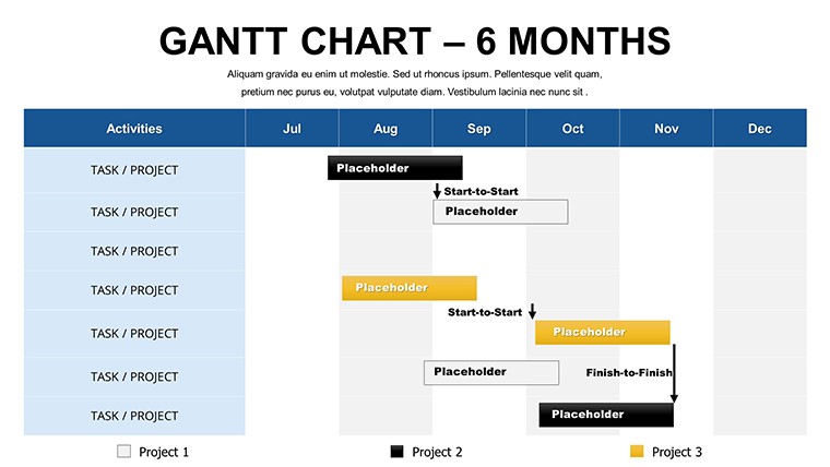 Free 6 Months Gantt PowerPoint Charts - Download Template