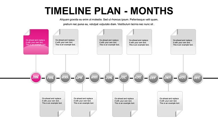 Free TimeLine Plan Months PowerPoint Charts - Download Template