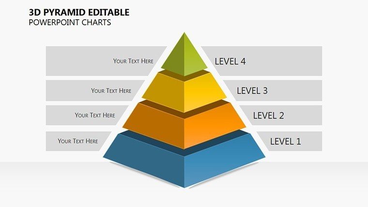 3D Pyramid Editable PowerPoint Charts for Presentations