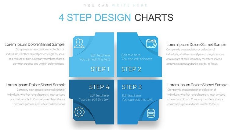 4 Steps Square PowerPoint charts