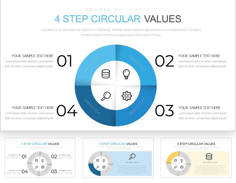 4 STEP Circular PowerPoint Charts | ImagineLayout.com