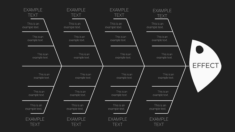 Dark Effect - 4 Cause Fish-bone PowerPoint charts