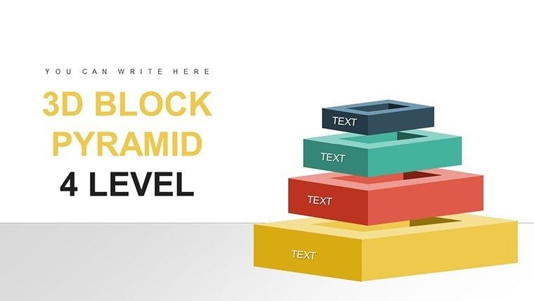 3D Block Pyramid - 4 Level PowerPoint charts