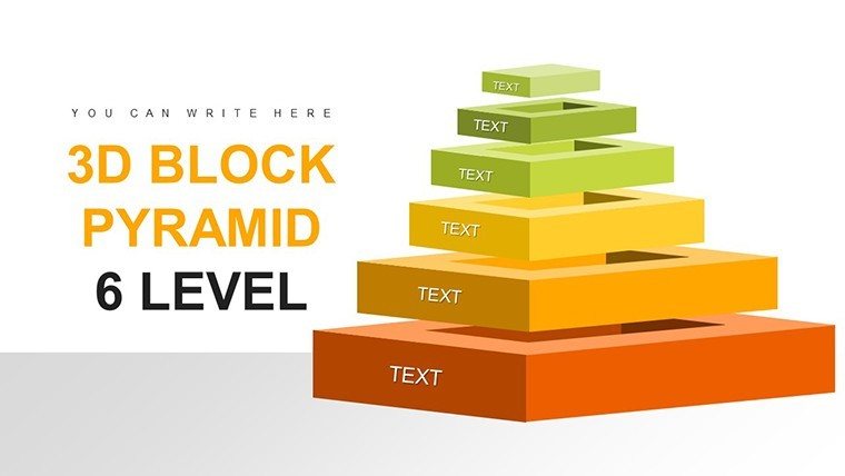 3D Block Pyramid - 6 Level PowerPoint charts