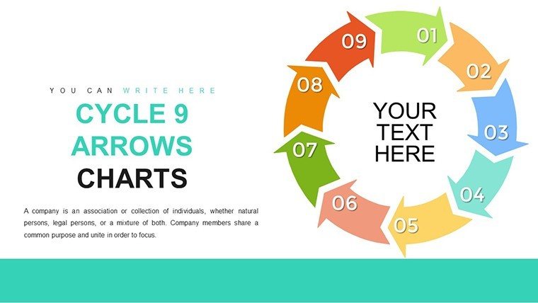 Cycle 9 Arrows PowerPoint charts