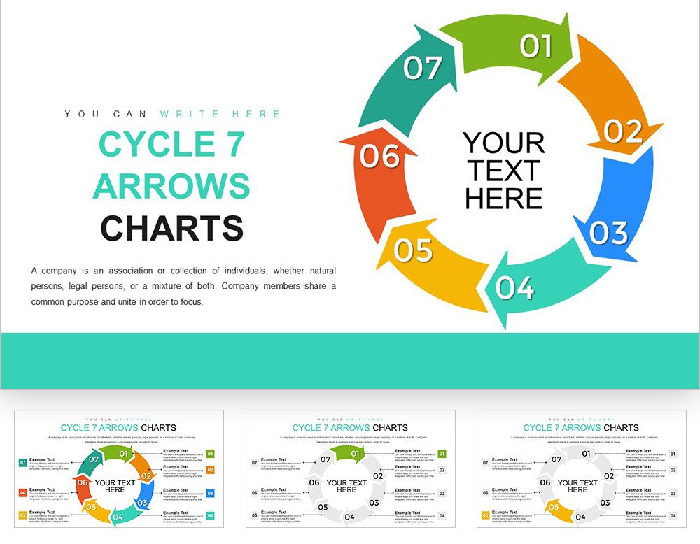Cycle 7 Arrows PowerPoint charts | ImagineLayout.com