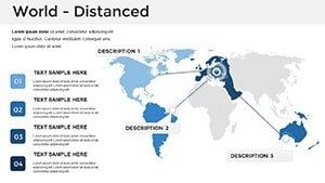 World PowerPoint Maps Templates - Distanced