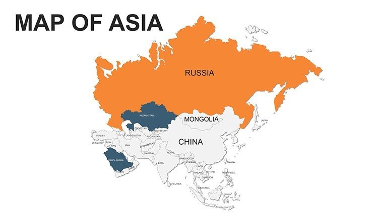 Editable maps of Asia for PowerPoint - Slide1