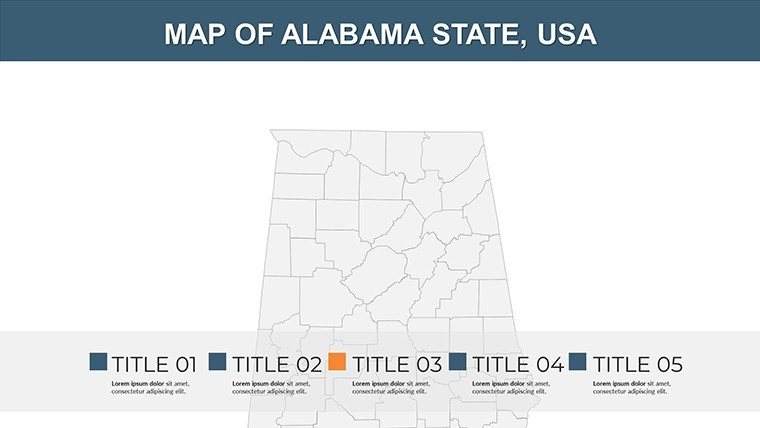 Editable PowerPoint map of Alabama with Counties