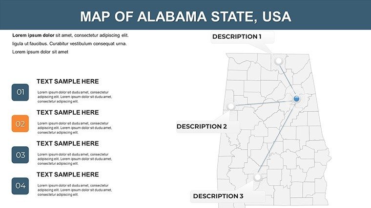 Maps of Alabama with Counties, download, pptx