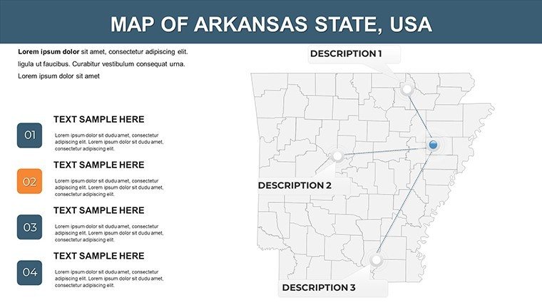 State USA Arkansas with Counties PowerPoint maps