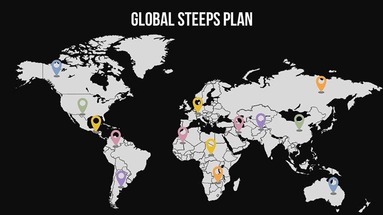 Global Steeps Plan World Global Market PowerPoint Maps