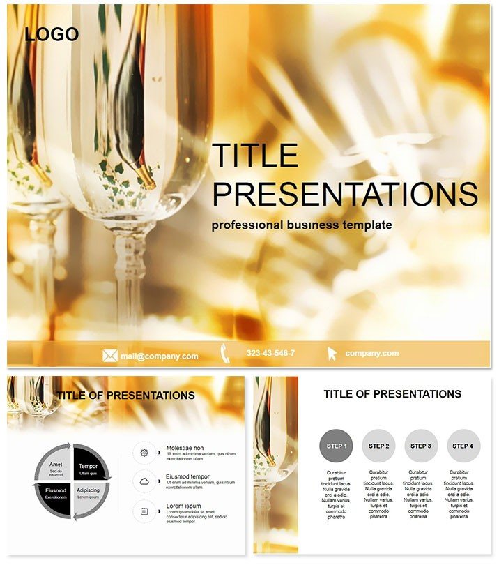 Champagne glasses PowerPoint template