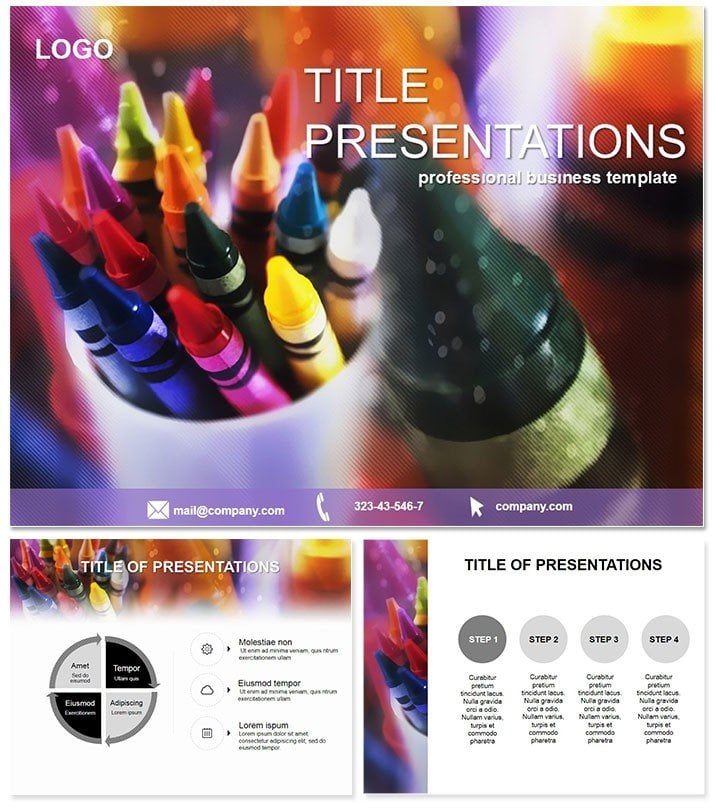 Vibrant Creativity Unleashed: Colored Pencils for Children PowerPoint Template