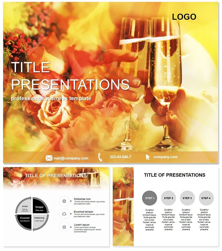 Flowers and champagne PowerPoint templates