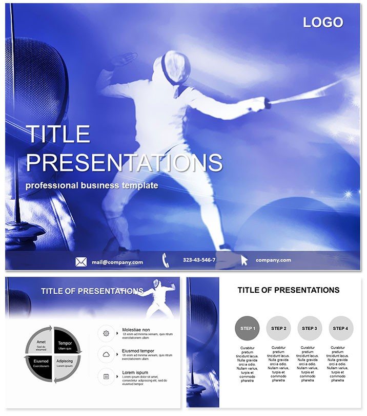 Fencing club PowerPoint template