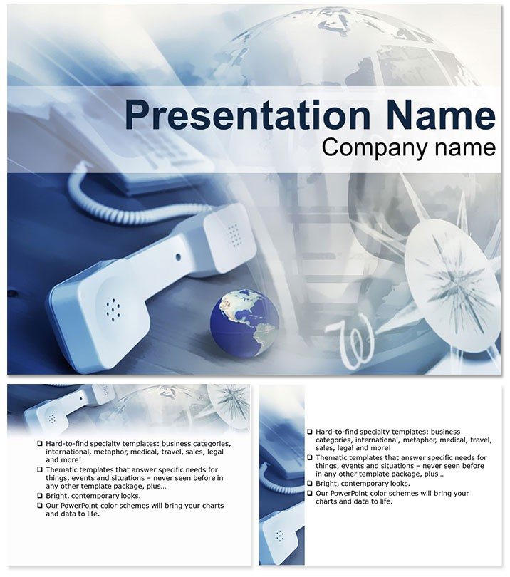 Telephone Communications World PowerPoint template