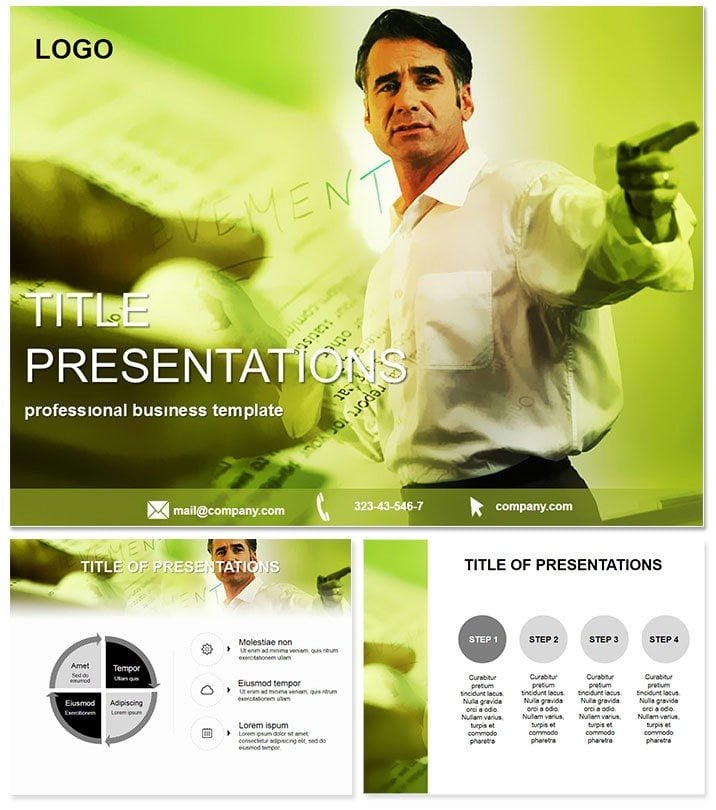 Leader instructs employees PowerPoint Template | Professional Presentation