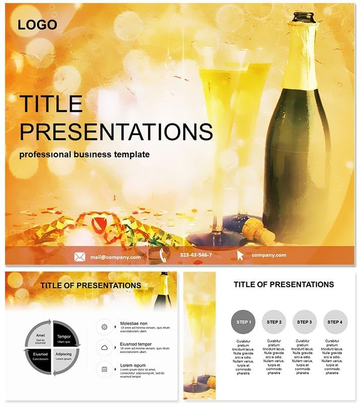 Glass of champagne PowerPoint Template