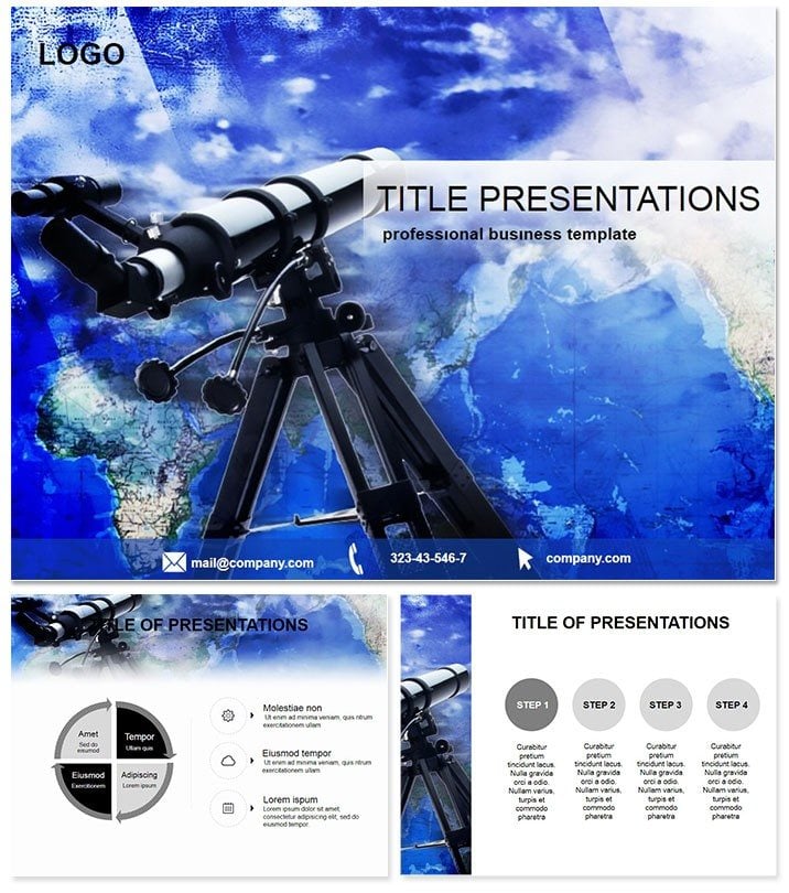 Astronomical telescope and the world PowerPoint Template
