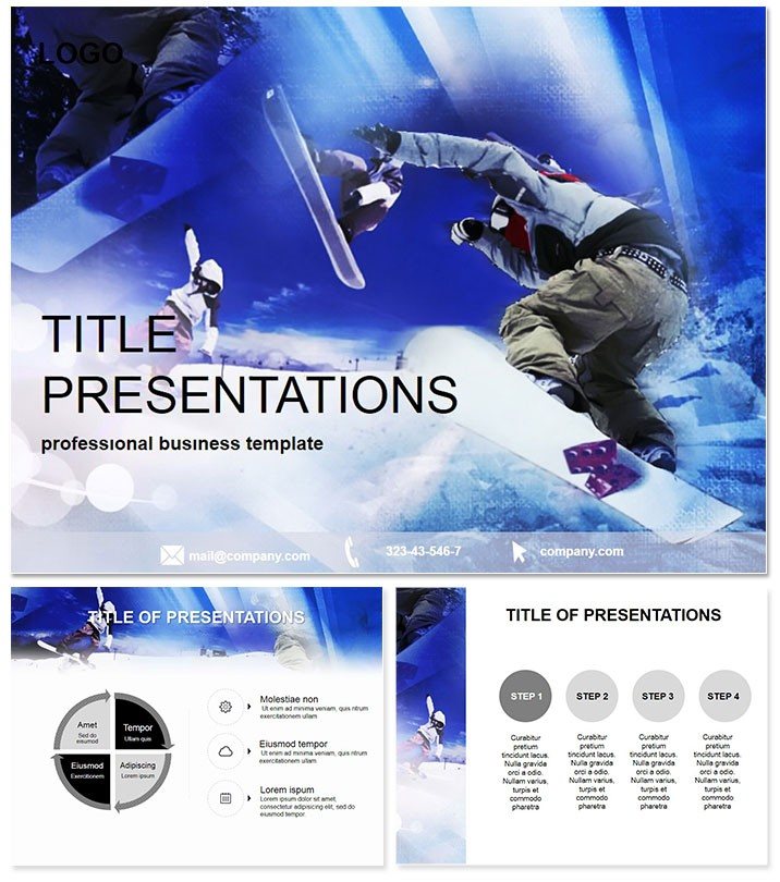 Snowboarders on the slopes PowerPoint Template