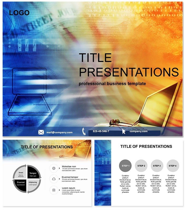 Notebook and network PowerPoint Template