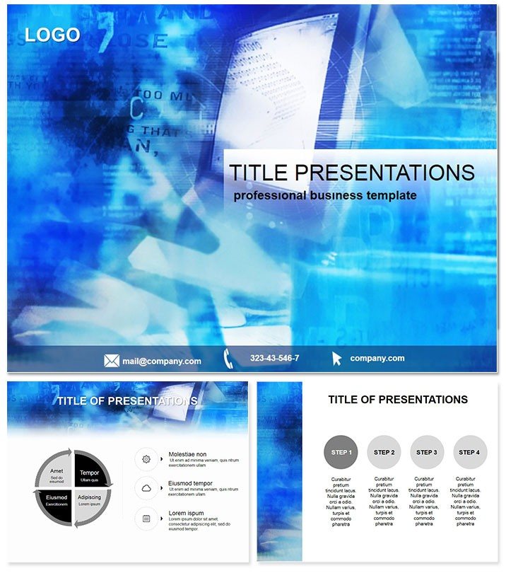 Monitor and networking  PowerPoint Template